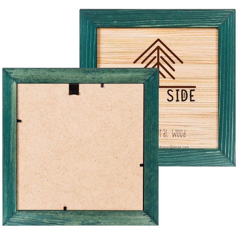 Woodside Rustic Wooden Square Picture Frames 8x8 - Set of 2 - 100% Natural Solid Eco Wood with Real Glass for Wall Mounting and Tabletop Photo Frame - Green - Image 2